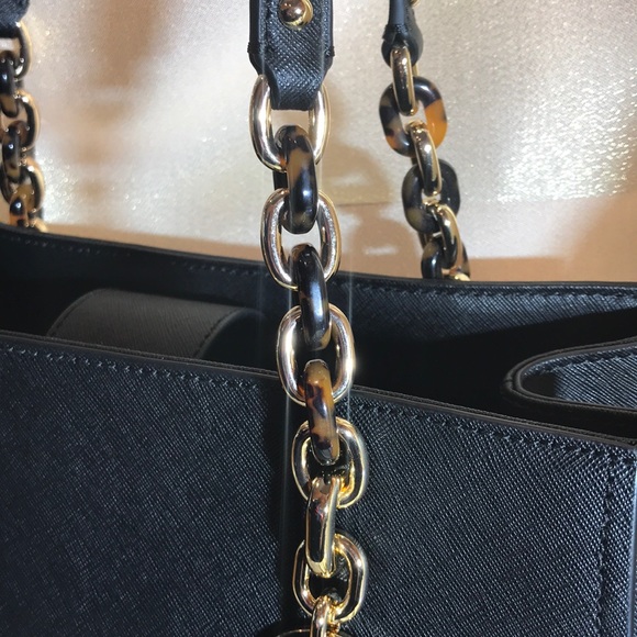 NWT Authentic Michael Kors Lg Black Leather Tote - Picture 5 of 8